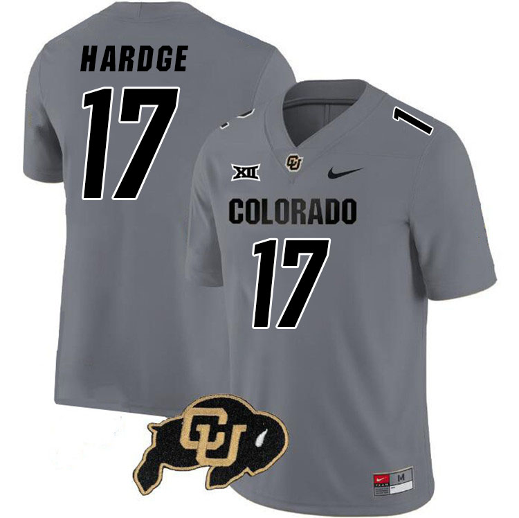 Colorado Buffaloes #17 Isaiah Hardge Big 12 Conference College Football Jerseys Stitched Sale-Grey